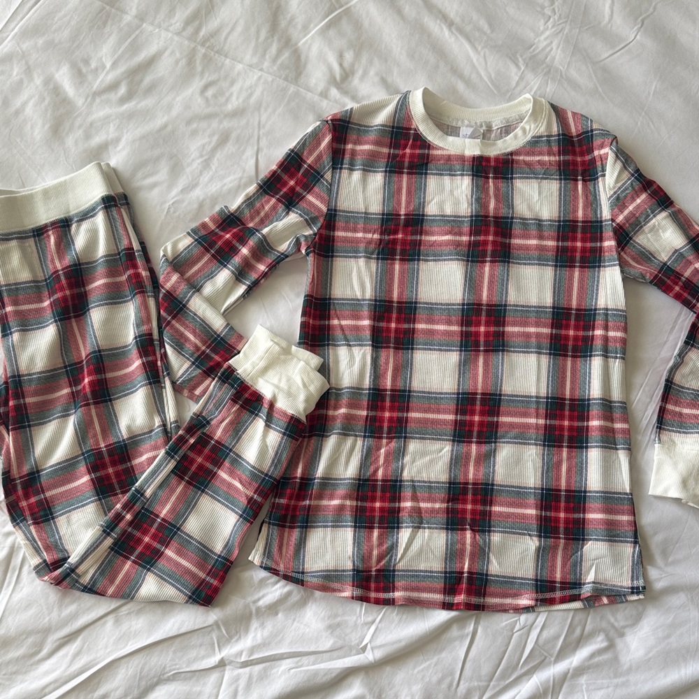 Stars Above Tartan Pajama Set - Red, Black, White